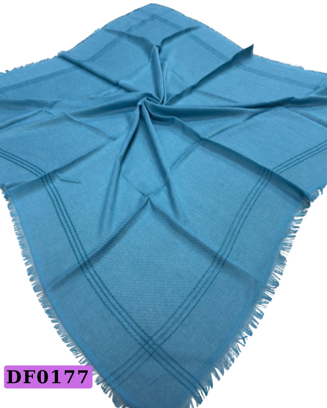 Düz Renk Şeritli Flamlı Eşarp-DF177